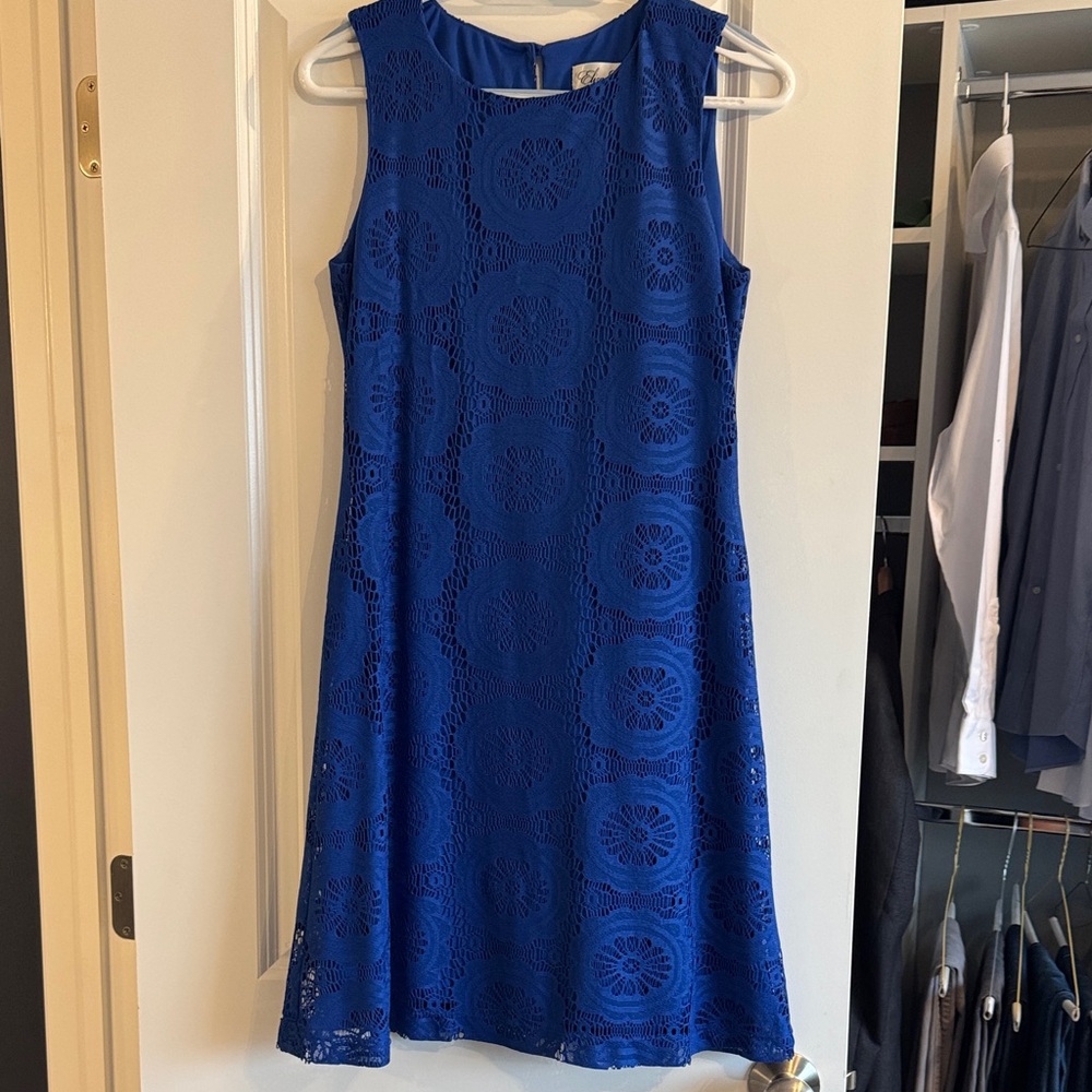 Eliza J Royal Blue Lace Midi Dress